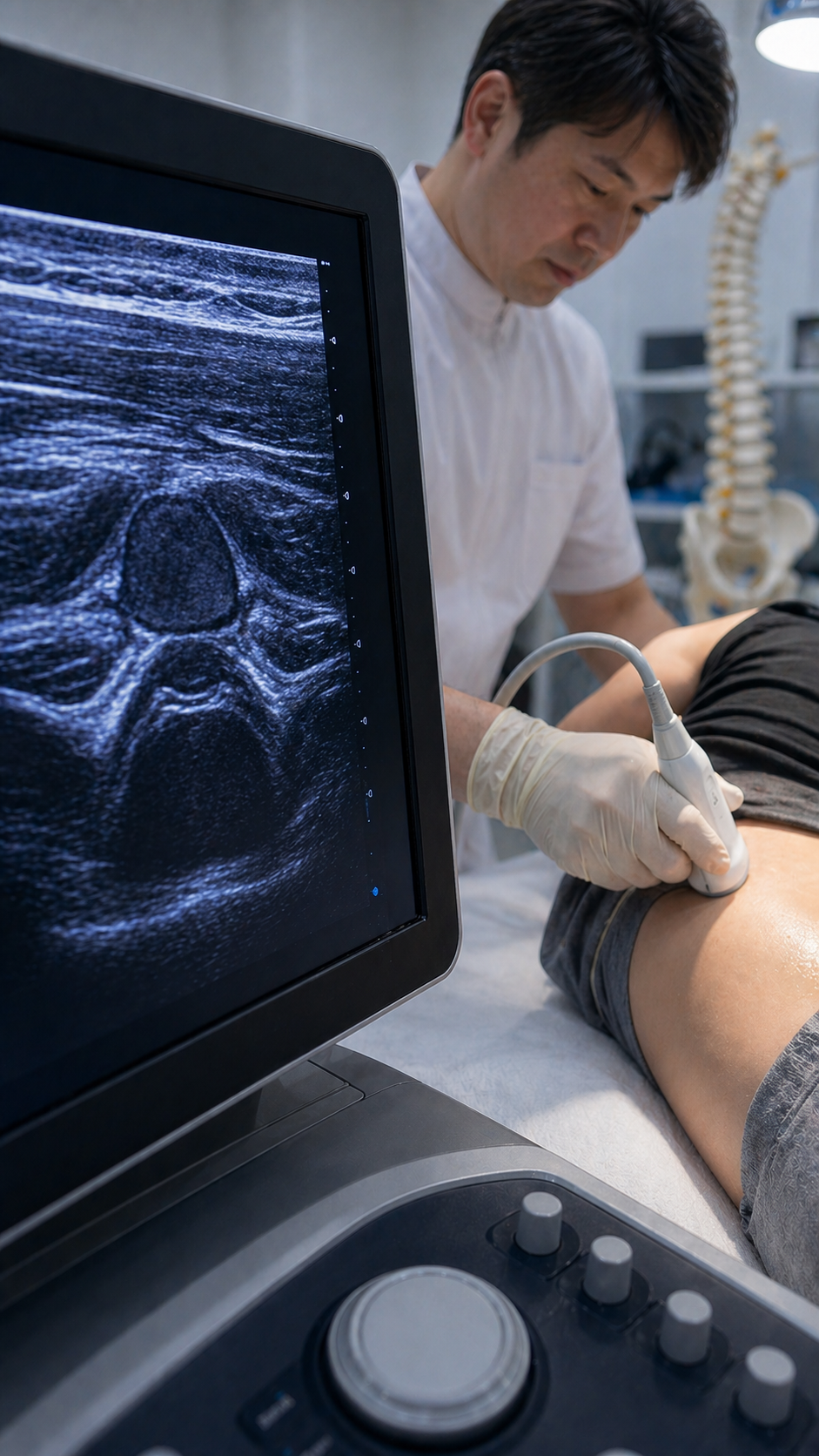 腰部の状態を確認する検査イメージ